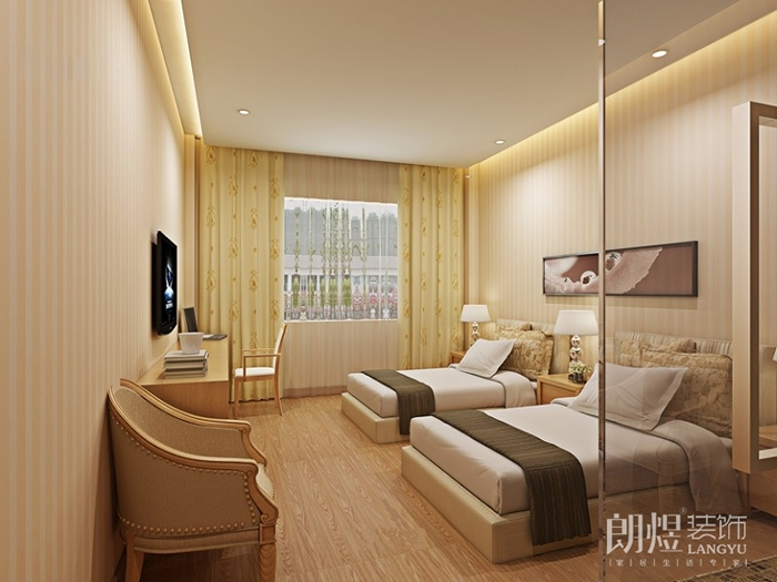 成都商務(wù)賓館裝修-客房效果圖