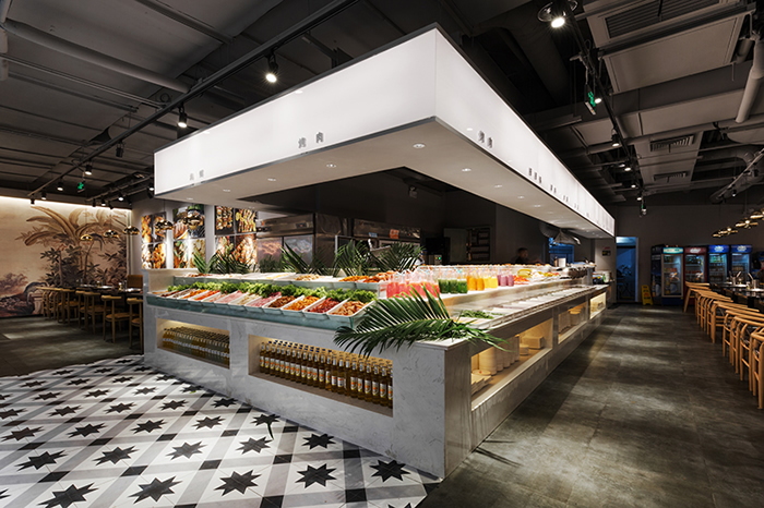 200平米自助烤肉店鋪，工作臺(tái)裝修效果