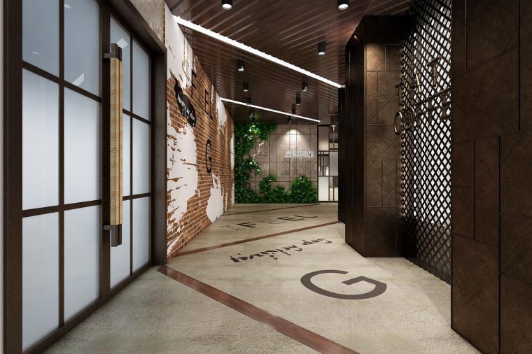 復(fù)古網(wǎng)咖過道裝修設(shè)計(jì)效果圖